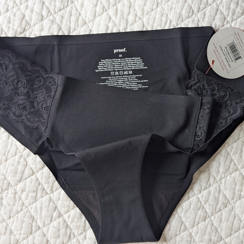 Proof black lace cheeky NWT underwear size m
